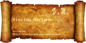 Viszlay Mariann névjegykártya